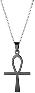 JewelryWe Mens Womens Egyptian Ankh Cross Pendant Stainless Steel Necklace