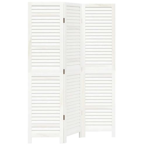 vidaXL Rumsavdelare 3 paneler vit massivt kejsarträ, skiljevägg, hopfällbar skiljevägg, skärmvägg, hopfällbar rumsavdelare, skiljeväggar, skärmväggar