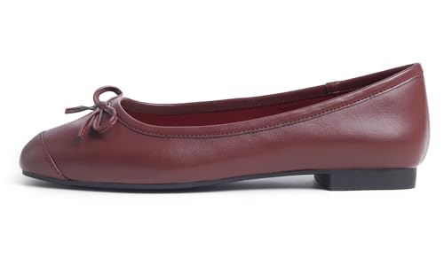 Feversole Women's Square Toe Fashion Bow Tie Dress Slip On Ballet Flats Burgundy Plain Toe Cap Size 6 UK - Image 3