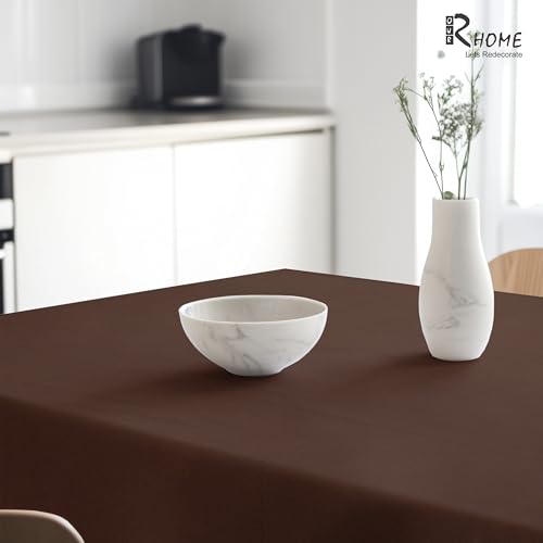 Image of R home 100% Cotton Solid Table Cover | 200 GSM Thick Fabric, Anti-Skid | Machine Washable & Reusable | Ideal for Dining Table & Centre Table, Easy Maintenance (Cocoa Brown, 56 x 90 Inch)