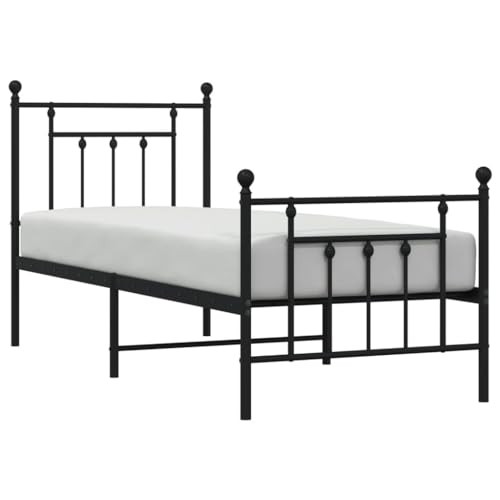 ZEYUAN Bettgestell mit Kopf- und Fußteil Metall Schwarz 75x190 cm, Bett, Bed Frame, Familienbett, Bettrahmen, Bett Gestell, Bett Rahmengestell, Schlafzimmer Bett - 353545 – Bild 5