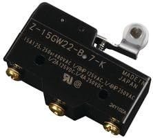 OMRON INDUSTRIAL AUTOMATION Z-15GW22-B7-K MICRO SWITCH, ROLLER LEVER SPDT 15A 250V BLACK
