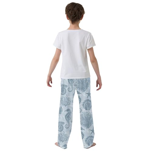 Boys' Pants Marine Stars Seahorse Coral Blue Long Bottoms Jogger Pants Elastic Waist Trousers with Pockets S-XL3