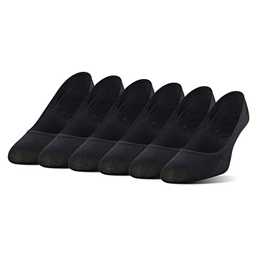 PEDS Women's Essential Super Low Cut No Show Socks, 6 Pairs, Black, Shoe Size: 5-10