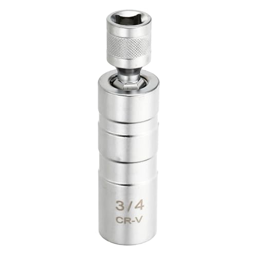 Image of sourcing map 1pcs Spark Plug Socket Set 3/8" Drive 3/4" Swivel Magnetic 12 Point Thin Wall Spark Plug Socket with 360 Degree Swivel CR-V Steel, Silver