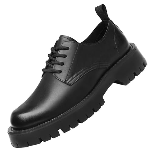 Oxford Shoes for Mens Genuine Leather Office Non Slip Rubber Sole Low Top Shoe Lace Up Cap Toe Design Prom