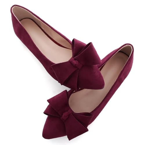 Image of TN TANGNEST Flats Shoes Women Comfort Casual Loafers | Classic Pointed Toe Bowknot Flats Cute Slip On Flats, Wear to Work Travel Walk