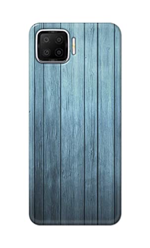 Image of Printed Hard Back Cover Case for Oppo F17 Back Cover (Wooden Blue) -1302