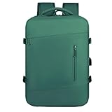 Mochila de Viagem de Avião Impermeável Expansivel Grande Feminina Note book 40L Bagagem de Mão Low Cost Aeroporto à Prova D'água Reforçada (VERDE ESCURO)