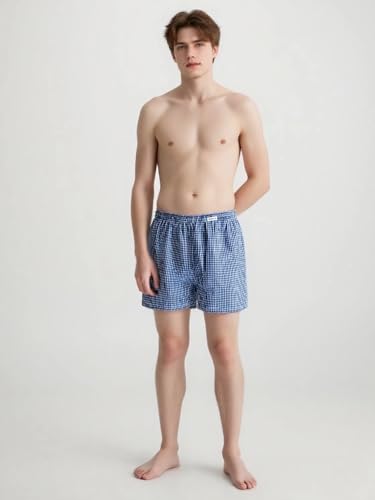 Men's Weaved Boxer Shorts, Pack of 3, Skin-friendly，Classic Patterns - Multicolor Gingham, Blue Check, Red Plaid （L-4XL）2