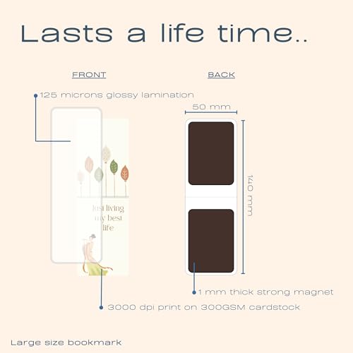 Image of Dia & Tia - 8 Elegant & Durable Themed Magnetic Bookmarks Set � Nature, Fantasy, Inspirational Quotes, and More | Perfect for Book Lovers, Students, and Gift Ideas (Boho B, Large - 5x15 cm)