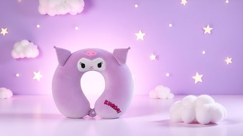 Image of Soft and Comfortable Cartoon Designed U-Shaped Kids Travel Neck Pillow for Airplane Car Flight Head Neck Support for Boys and Girls (Pack of 1, Puple)