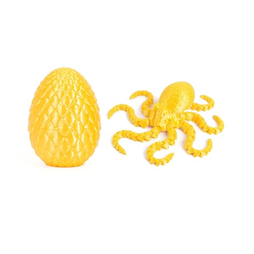 Objets Imprimés en 3D Animaux Imprimante 3D Pieuvre avec Œuf pour Décoration Bureau Maison Cadeaux Fantaisie Surprise Aménagement Aquarium-Silk Gold
