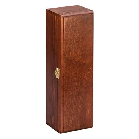 Single Bottle, Wooden Gift Box for Wine, Champagne or Whisky (Brown) Wine NOT Included Cover