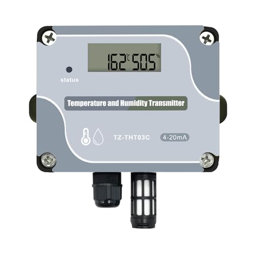 Tzone 4-20mA Temperature Humidity Transmitter,Digital Analog Temperature Transmitter Industrial Temp Humidity Sensor Collector Wall Mounted, Temp Probe Monitor for Greenhouse Environment Test Grow