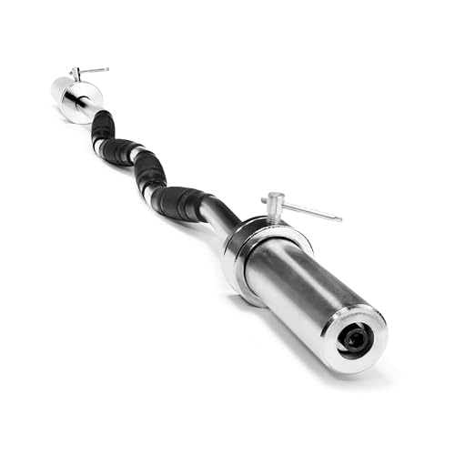 CAP Barbell 47-Inch Olympic EZ Curl Bar with Rubber Grips – Chrome Curl Barbell for Bicep & Tricep...