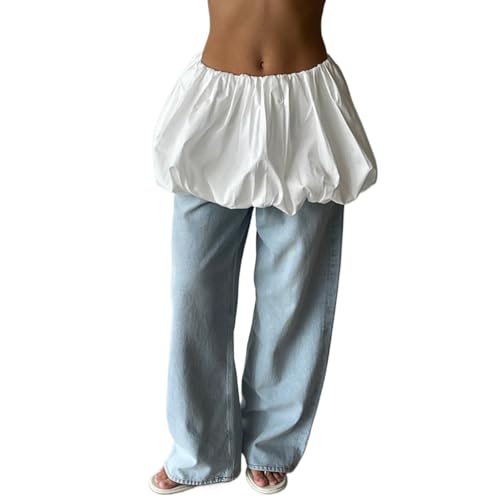 Women Y2k Bubble Skirt or Peplum Tube Tops - Convertible Strapless Ruffle Bandeau Ballon Mini Skirt for Summer