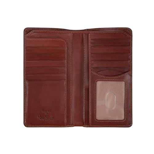 Tony Perotti Men's Leather Checkbook Long Wallets - Italian Bifold with Card Holders, Pockets, ID Window - Eco-Friendly Vegetable-Tanned Full Grain