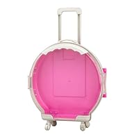 Kids Suitcases on Wheels, Portable Toy Storage Box with Wheels & Telescopic Handle, Multifunctional Mini Round Children Suitcase, for Short Breaks, Holidays, School Trips, 7.9 x 2.6 x 12 in, Pink