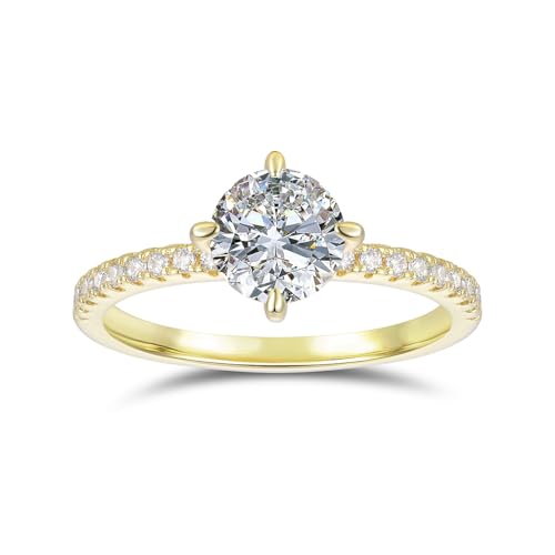 Classic 4-Prong Setting 14K Gold Engagement Ring 1.0 CT Round Brilliant Cut Moissanite Engagement Ring