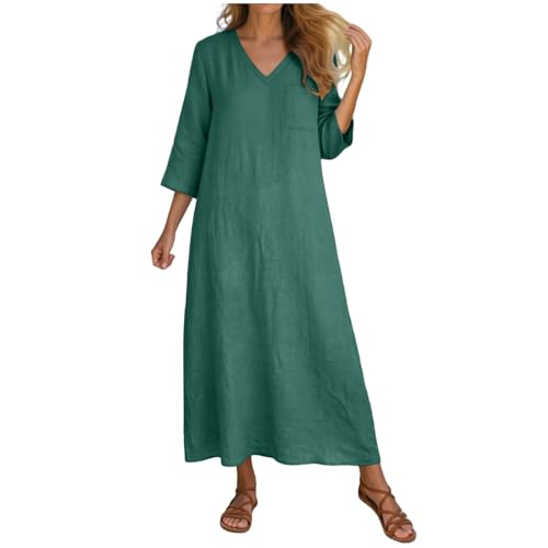 Robe longue été unie col V avec zip dos au style bohème aérien