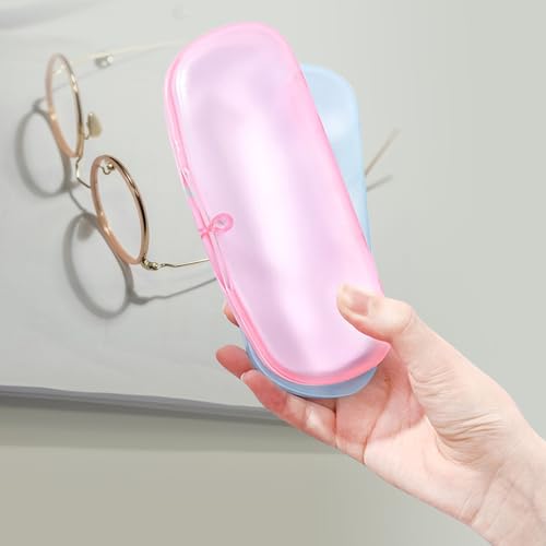 Image of Hard Shell Glasses Cases, Frosted Translucent Eyeglasses Case For Women,Glasses Case With Magnetic Closure