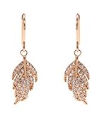 Feder Ohrringe 925 Silber Rosegold hängend Zirkonia Engel Flügel (Roségold)