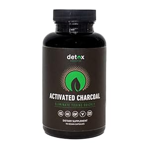 Detox Organics Activated Charcoal Pills, Activated Coconut Charcoal Capsules, Bloating Relief, Gas Relief, Vegan…