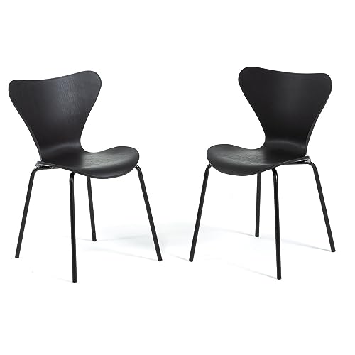 SIEDITI FUORI E DENTRO - Chaises d'intérieur et de cuisine Nina impliables avec coque en résine et pieds en métal (Anthracite (Résine), 2)