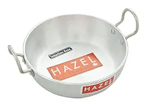 HAZEL Induction Cookware with Handle | Cooking Utensil, 1750 ml with 4 mm Thickness | Multipurpose Aluminium Induction Kadai for Deep Frying and Cooking, Silver