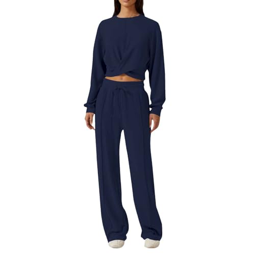 Costume Femme 2 pièces en maille chaude pour maison et sport décontracté