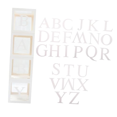 FIXOSHEE Cajas para Globos de Papel Reutilizable Juego de 4 Cajas 26 Letras para Decoración de Fiestas Cumpleaños y Fotografía de Ñiño Suministros para Eventos