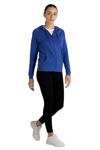 Image of Van Heusen Women Athleisure Antiviral Standard Length Hoodie - Cotton Spandex - Smart Tech+,Easy Stain Release, Moisture Wicking Dazzling Blue Large