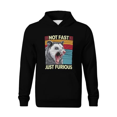 Kids Not Fast Just Furious Funny Angry Opossum Boys Girls Lightweight Kangaroo Pocket Fleece Hoodies2
