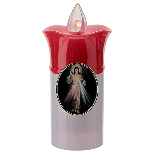 Lumada Electric Candle, White, Image of Jesus with Flickering li