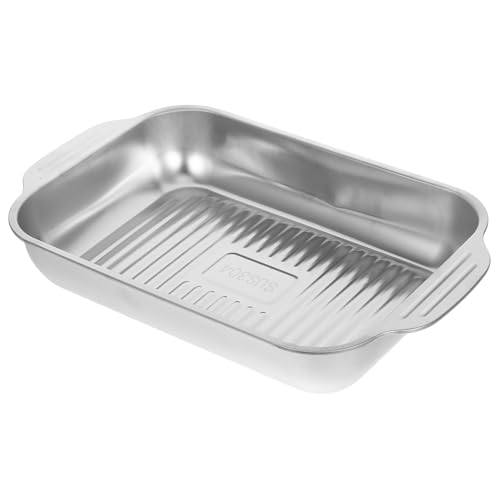 GRIRIW Stainless Steel Roasting Dish Rectangular Deep Baking Tray for Oven and Grill Splatter Design for Home and Restaurant Use Broiler Pan for Versatile Cooking