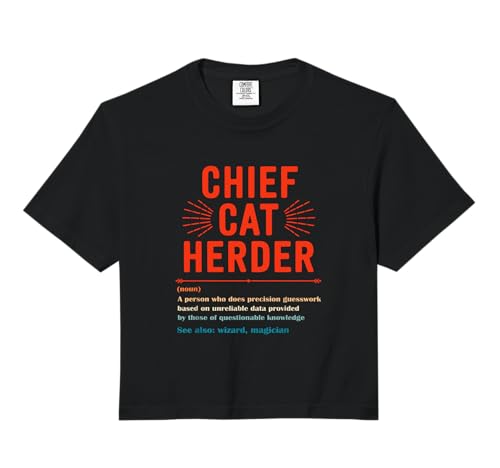 Chief Cat Herder Vintage Definition Wizard Magician Comfort Colors Crop Top