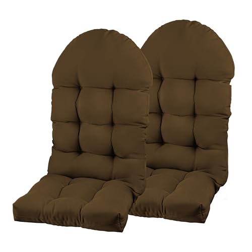 Image of Adirondack Chair Cushion, Rocking Chair Cushion 44x19.4x4 inch, High Back Patio Cushions of Upper and Lower with Ties, Sunscreen and Fade-Resistant (Brown, 2)