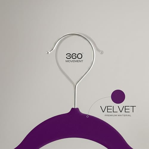 Image of Utopia Home Velvet Hangers, Purple, 50 Pack | Luxury Non-Slip Slim Pant & Coat Hangers, Strong Space-Saving Clothes Hangers with Pants Bar and 360 Swivel Hook