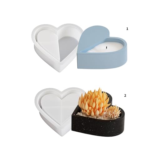 Moule en silicone cœur résine époxy bougies plâtre pots fleurs - 7