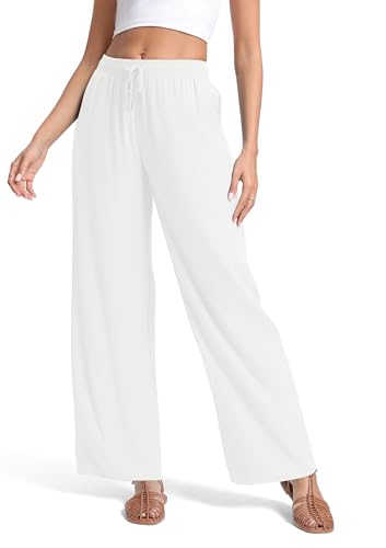 Urban CoCo Women's Lightweight Wide Leg Pants Elastic Waist Loose Office Casual Palazzo Trousers for Spring Summer4