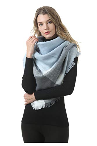Pañuelos Cuadrados Mujer Chal con Flecos Retro Vintage Fular Manta Tartan Escoces Pashmina Cachemira Manton Lana Estolas de Fiesta Bufanda Grande Invierno Poncho Capa Shawl Wrap Square Scarf WJB08