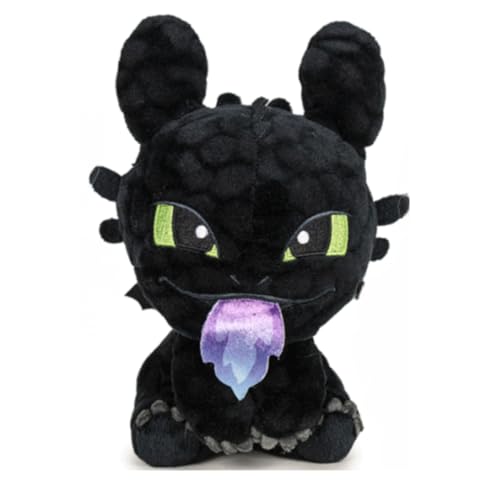 Dragón fácil para entrenar cometas – Dragón nocturno negro inspirado en el diente sin diente – Peluche y peluche – Varios modelos y tamaños – Peluche suave para niños y fans (escupiendo fuego 18 cm)