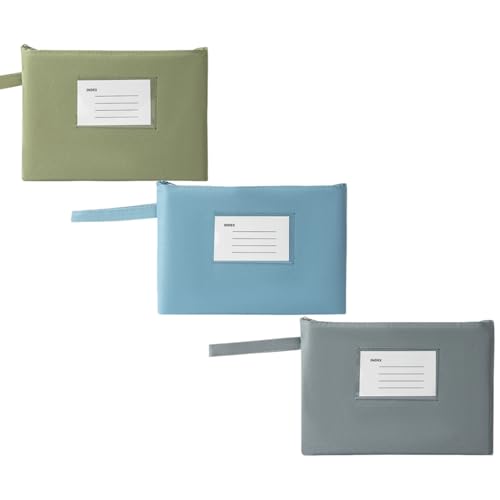 3 Stück Geldtaschen Banktasche Geldmappe Geldbeutel Geldscheineaufbewahrung Geldsack Geldumschlag Geldtasche Bankmappe A5 mit Reißverschluss für Schule Haushalt Business Dokumente Kosmetika (3 Farben)