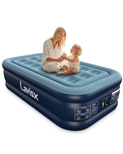 Twin Air Mattress with Built in Pump 18" Blow Up Mattress Raised Air Bed, 3 Mins Quick Self Inflatable with Storage Bag for Guest and Home