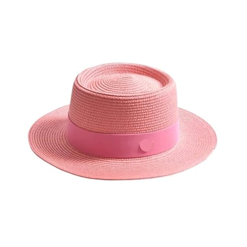 Chapeau de plage rose à bord plat pour vos voyages d'été en robe légère