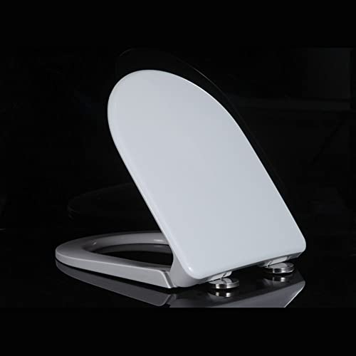 Sedile WC, Sedile WC Soft Close Sedile WC Slow Close Copriwater Copriwater Bianco Sedile WC a Forma di D Facile da Pulire e Fissaggio dall'alto Cerniere regolab