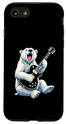エレキギターを弾く面白いシロクマの恋人たち スマホケース iPhone SE (2020) / 7 / 8 用