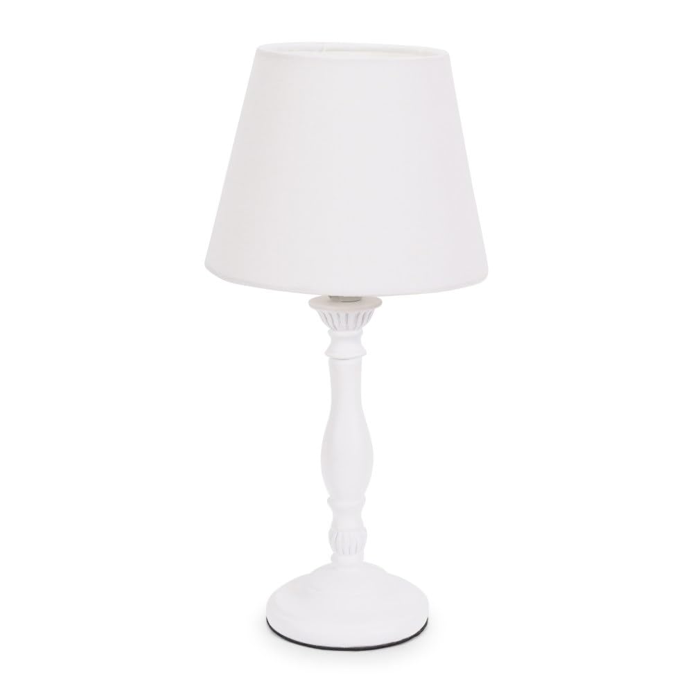 ValueLights | White Wood Candlestick Bedside Table Lamp with a Tapered Lampshade Living Room Bedroom Light | Table Lamps, Home Décor & Improvement Essential