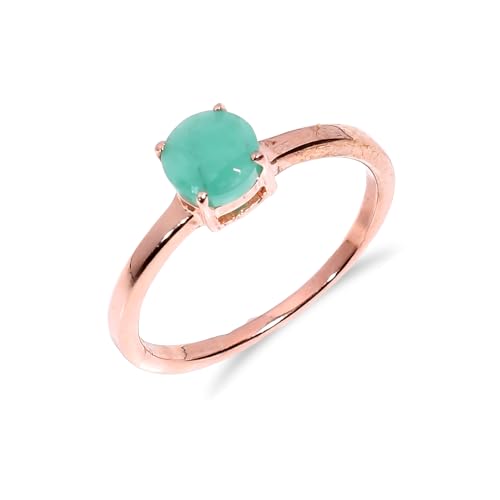 Bague émeraude naturelle ronde d'exception en argent Sterling 925 haut de gamme